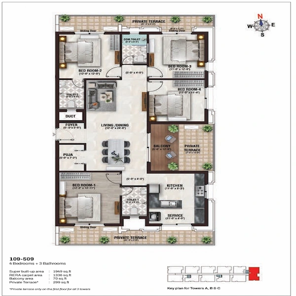 Nutech Central Park 4 BHK Floor Plan