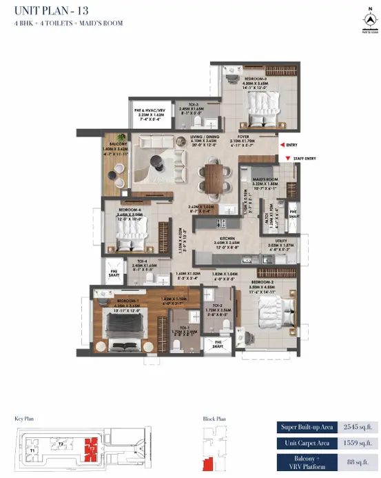 Brigade Altius 4 BHK Floor Plan